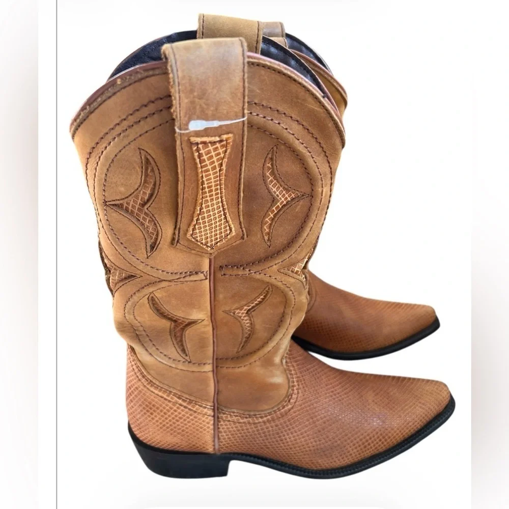 NEW Dingo Men’s Dodge City Leather Boots Western Tan Brown Size 7 D